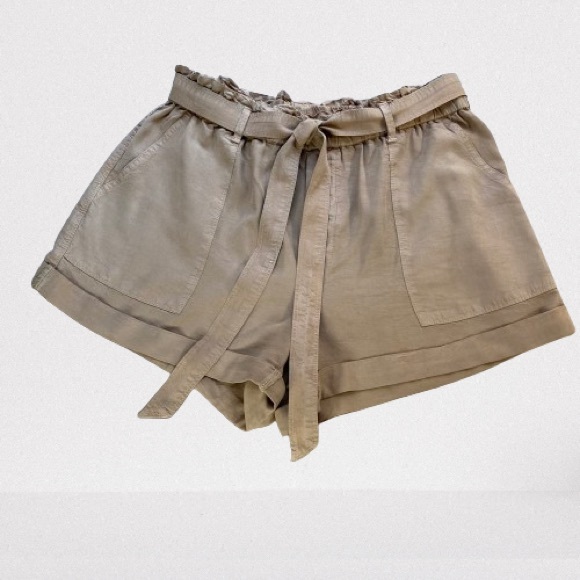 Aerie Paper Bag Tan Camp Shorts - Picture 1 of 6
